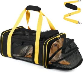 18.5''(L) x13.5''(W) x9.5''(H) Southwest Airlines Approved Expandable pet Carrier,for Extra-Small Dog Puppy cat Weight up to 8 lbs and Length up to 17.5''(Black)