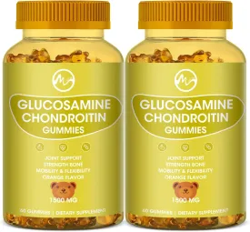 2 Pack  Glucosamine Chondroitin Gummies with MSM - 1500mg Extra Strength for Joint Support, Antioxidant Immune Support - for Adults, Men & Women