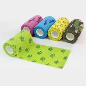 4 Rolls Cute Printed Vet Wrap Creative High Elastic Breathable Non-Woven Self Adhesive Wrap Pet Bandage For Cat Dog Pet Supplies