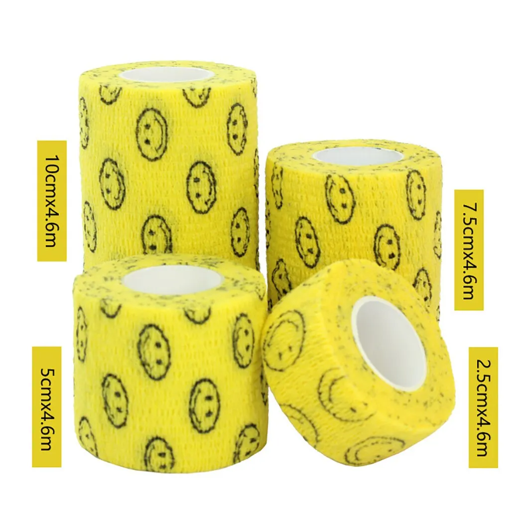 4 Rolls Cute Printed Vet Wrap Creative High Elastic Breathable Non-Woven Self Adhesive Wrap Pet Bandage For Cat Dog Pet Supplies