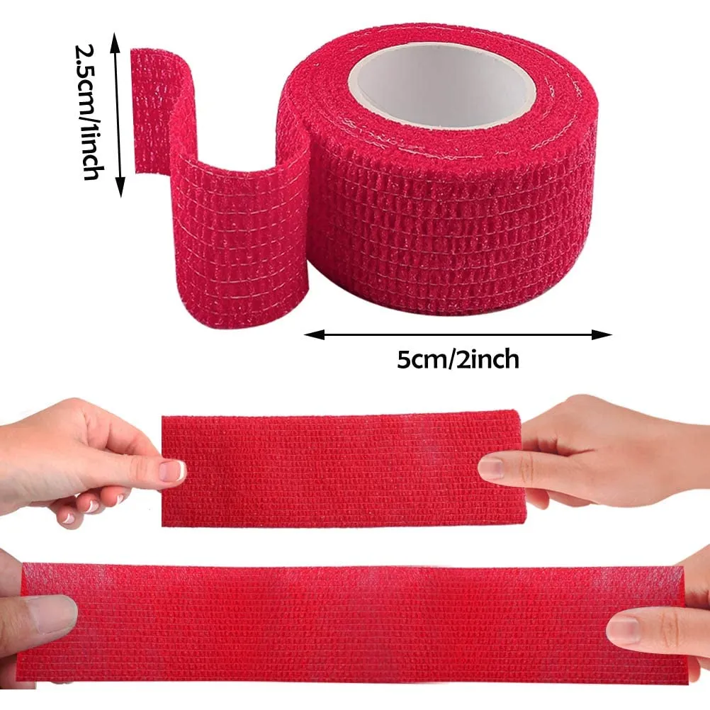 9 Rolls Cohesive Bandage, Non-Woven Self Adherent Wrap Medical Tape Elastic Bandages Tape Pet Vet Wrap Bandage Tape for Wrist Ankle Sprains Swelling