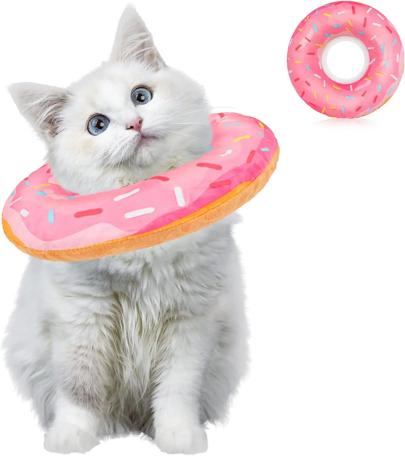 Adjustable Cat Recovery Collar Cute Cat Dog Cone Donut Collar Soft Kitten Cones to Stop Licking After Surgery Elizabethan Collar for Kittens Puppy Dogs