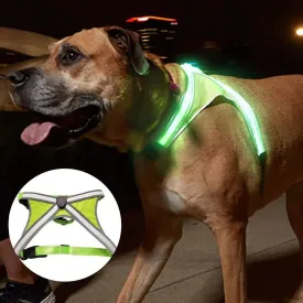 Adjustable LED Light-Up Dog Harness with Leash
