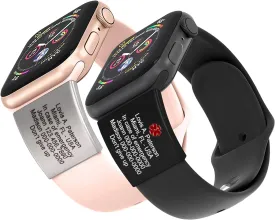 Alert ID Tag for watch band, laser engraved apple watch safety plate, fitness runners ID tag for sport smartwatch, medical tag for wrist band