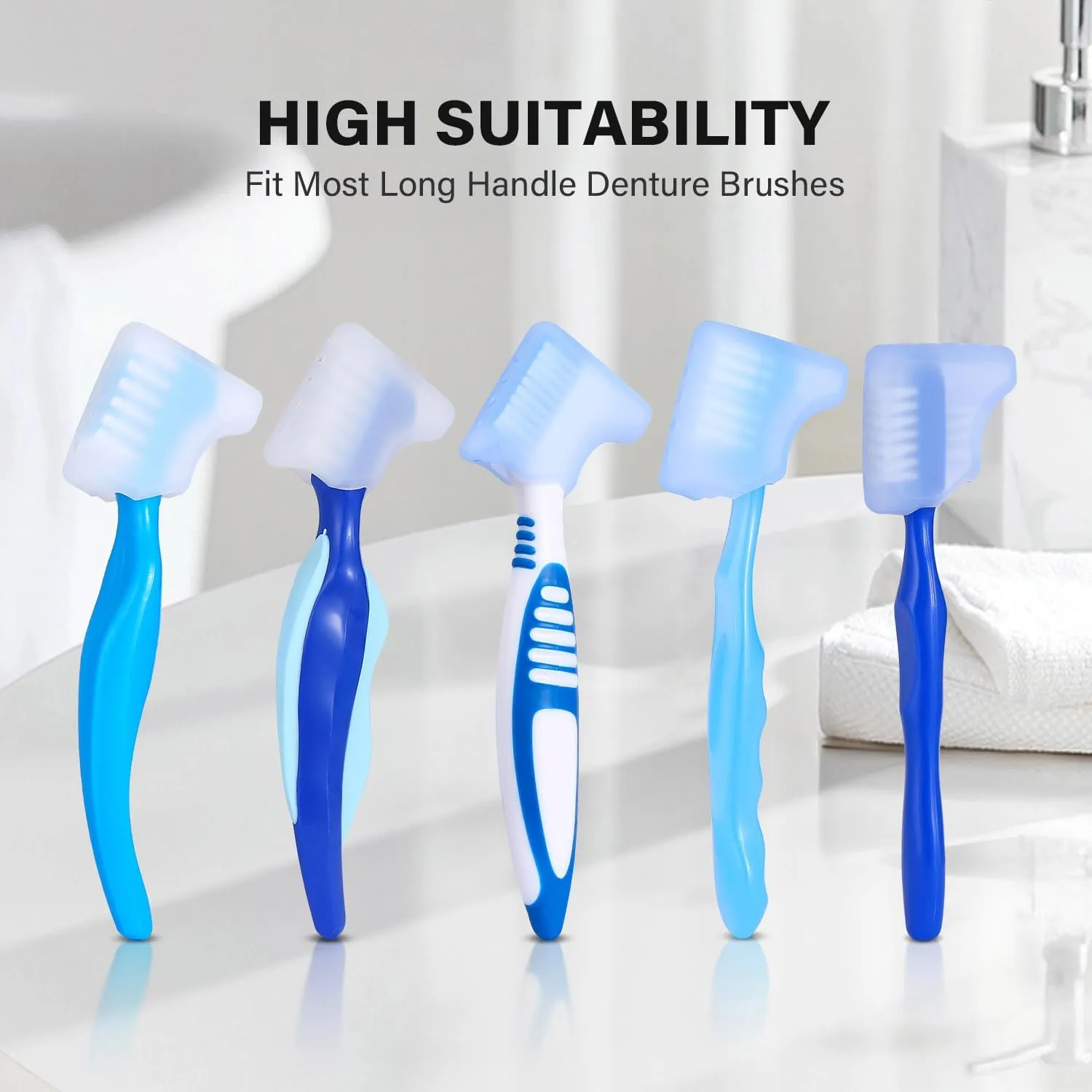 Anbbas Dual Bristle Heads Denture Brush with Cover Case Dental Cleaning Brush Set for Denture Care False Teeth Cleaner Tool(Pack of 2)