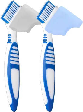 Anbbas Dual Bristle Heads Denture Brush with Cover Case Dental Cleaning Brush Set for Denture Care False Teeth Cleaner Tool(Pack of 2)