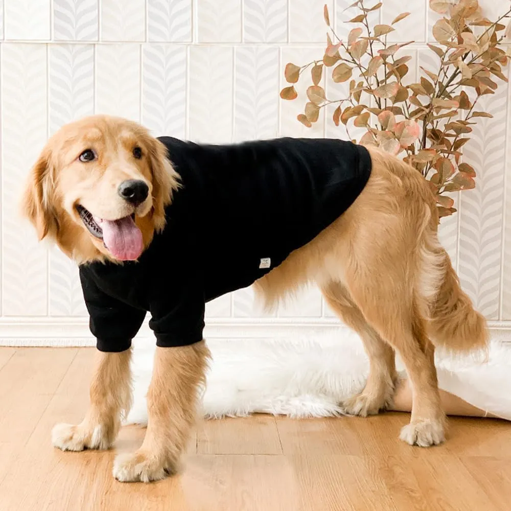 ANIAC Fall Dog Sweater with Sleeves, Large Dog Hoodie, Warm Pet Clothes - Black Fleece for Dogs 44-55 LB (5XL)