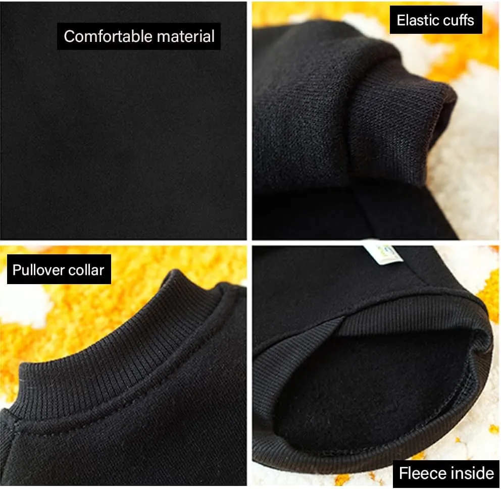 ANIAC Fall Dog Sweater with Sleeves, Large Dog Hoodie, Warm Pet Clothes - Black Fleece for Dogs 44-55 LB (5XL)