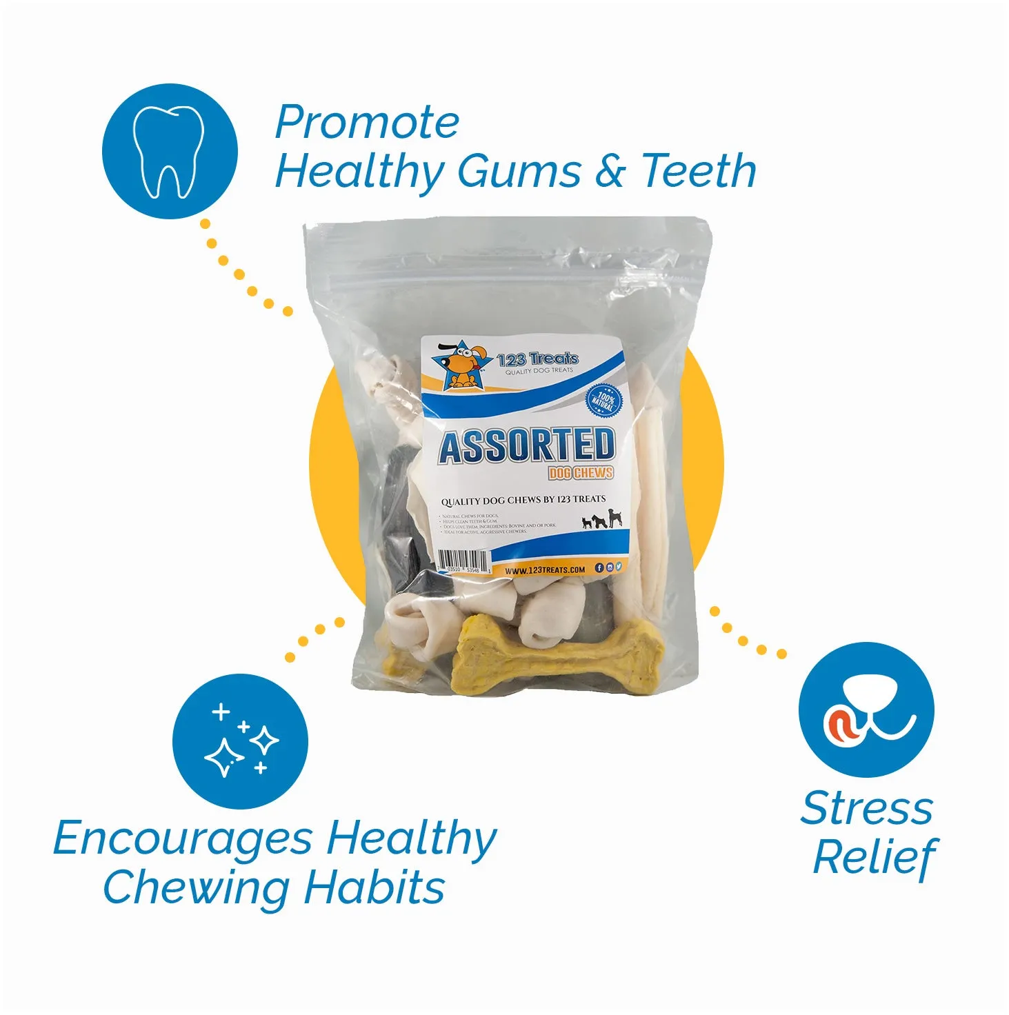 Assorted Dog Chews bags (2 or 4 Lbs) Delicious Natural Chews for Dogs - Mix dog treats