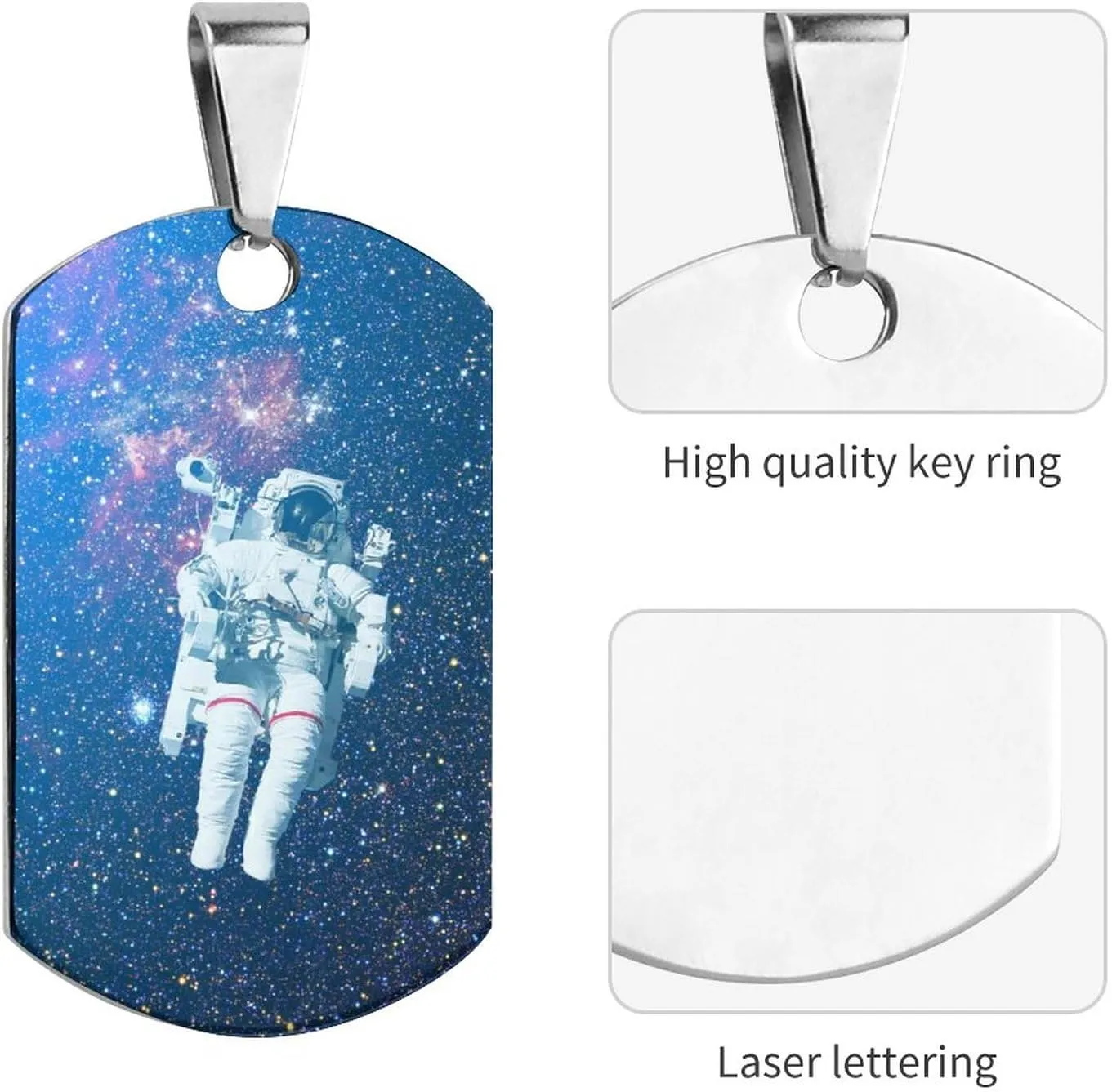 Astronaut Space Stainless Steel Pet ID Tags Personalized Dog and Cat Tags Cute Collar Tags Dog Tags