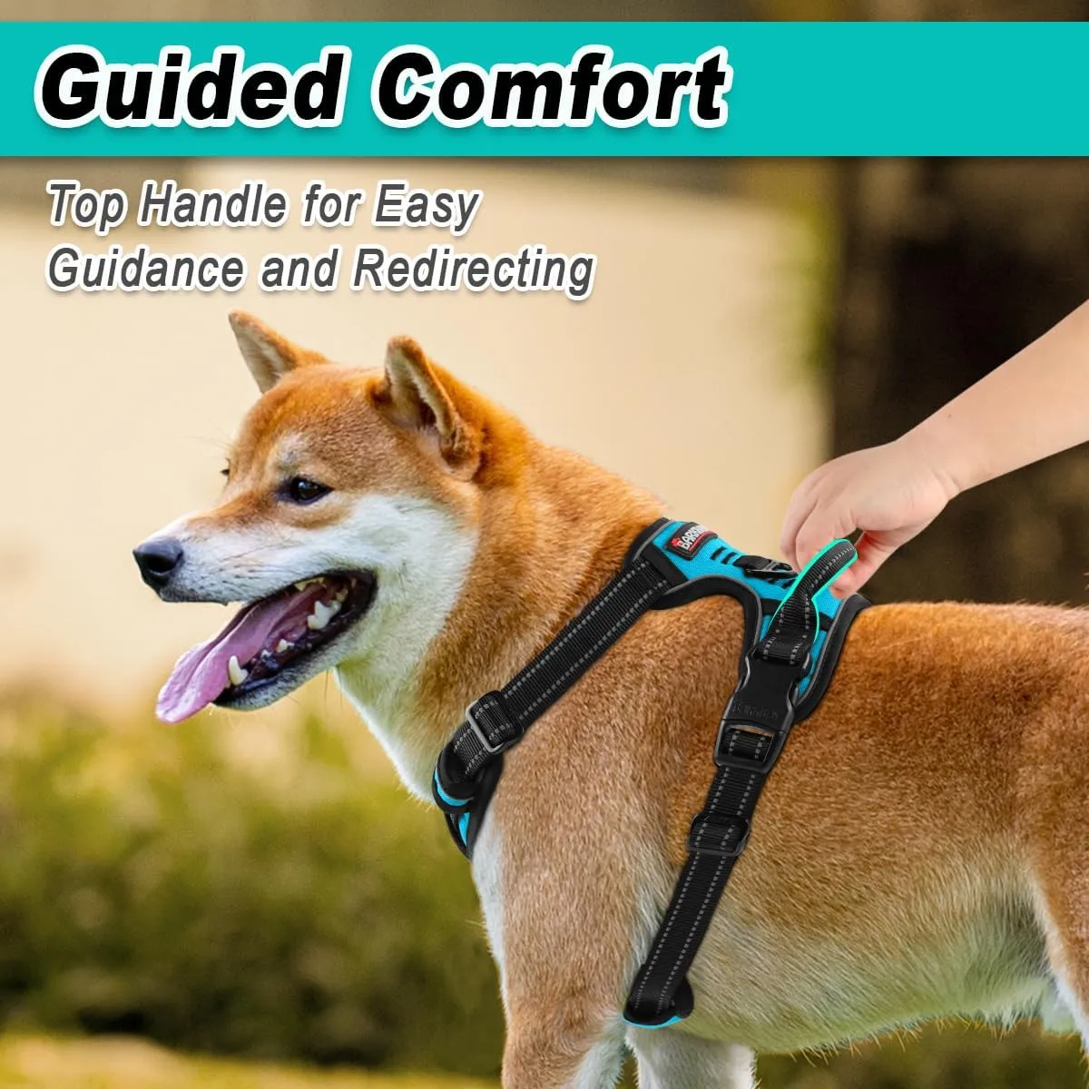 BARKBAY Dog Harness No-Pull Pet Harness Adjustable Outdoor Pet Vest 3M Reflective Oxford Material Vest for Dogs Easy Control for Small Medium Large blue Dogs (M)