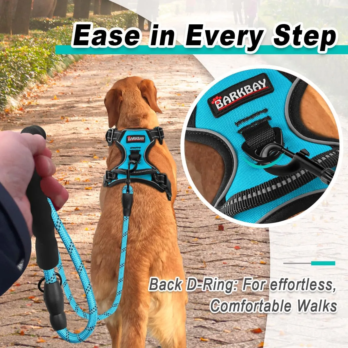 BARKBAY Dog Harness No-Pull Pet Harness Adjustable Outdoor Pet Vest 3M Reflective Oxford Material Vest for Dogs Easy Control for Small Medium Large blue Dogs (M)