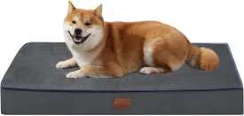 Bedfolks Orthopedic Memory Foam Dog Bed - 4" Thick, Reversible Washable, Dark Grey