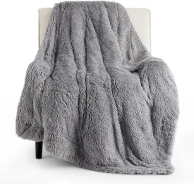 Bedsure Fluffy Grey Throw Blanket Gifts for Women, Men, Soft Fleece Cozy Fuzzy Sherpa Plush Warm Minky Thick Faux Fur Throws for Couch, Bed, Grey Decor House Blanket Gifts for Mom Dad, 50x60