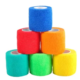 Berolle 6 Rolls 30 Yards Pet Vet Wrap Cohesive Bandages Self Adhesive Bandage Non-woven Elastic Sports Bandages for Wrist and Ankle Sprains Swelling（5cm Wide）