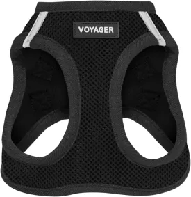 Best Pet Supplies - All Weather Mesh, Reflective, No Pull Harness for Small, Medium Dogs, Cats - Secure with Hook & Loop Fastener, Buckle, Double D-Rings - Black/Black Trim, L