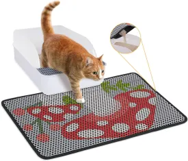 Bienbee Cat Litter Mat, 24"x15" Cat Litter Trapping Mat, Double Layer Litter Mat with Non-Slip Rubber Bottom, Urine and Water Proof, Keeps Floors Clean Mushroom M