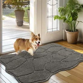 BSICPRO Dog Mat for Muddy Paws, 24x36 Low Profile Absorbent Dirt Trapper Door Mat, Non-Slip Washable Mud Mat for Dogs, Polyester Pet Rug Mat for Front Door Indoor, Patio, Entrance (Gray)