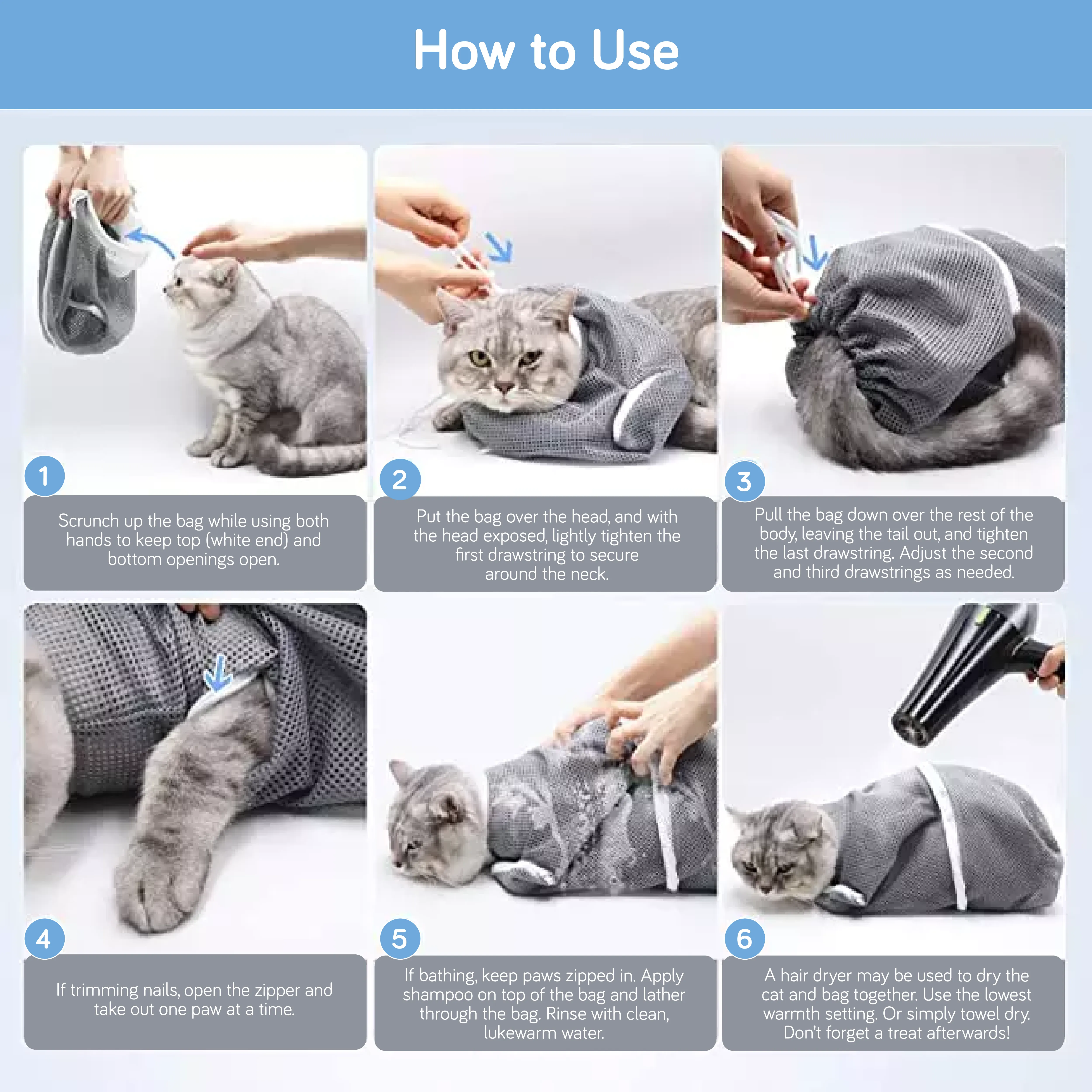 Cat Bathing and Grooming Bag