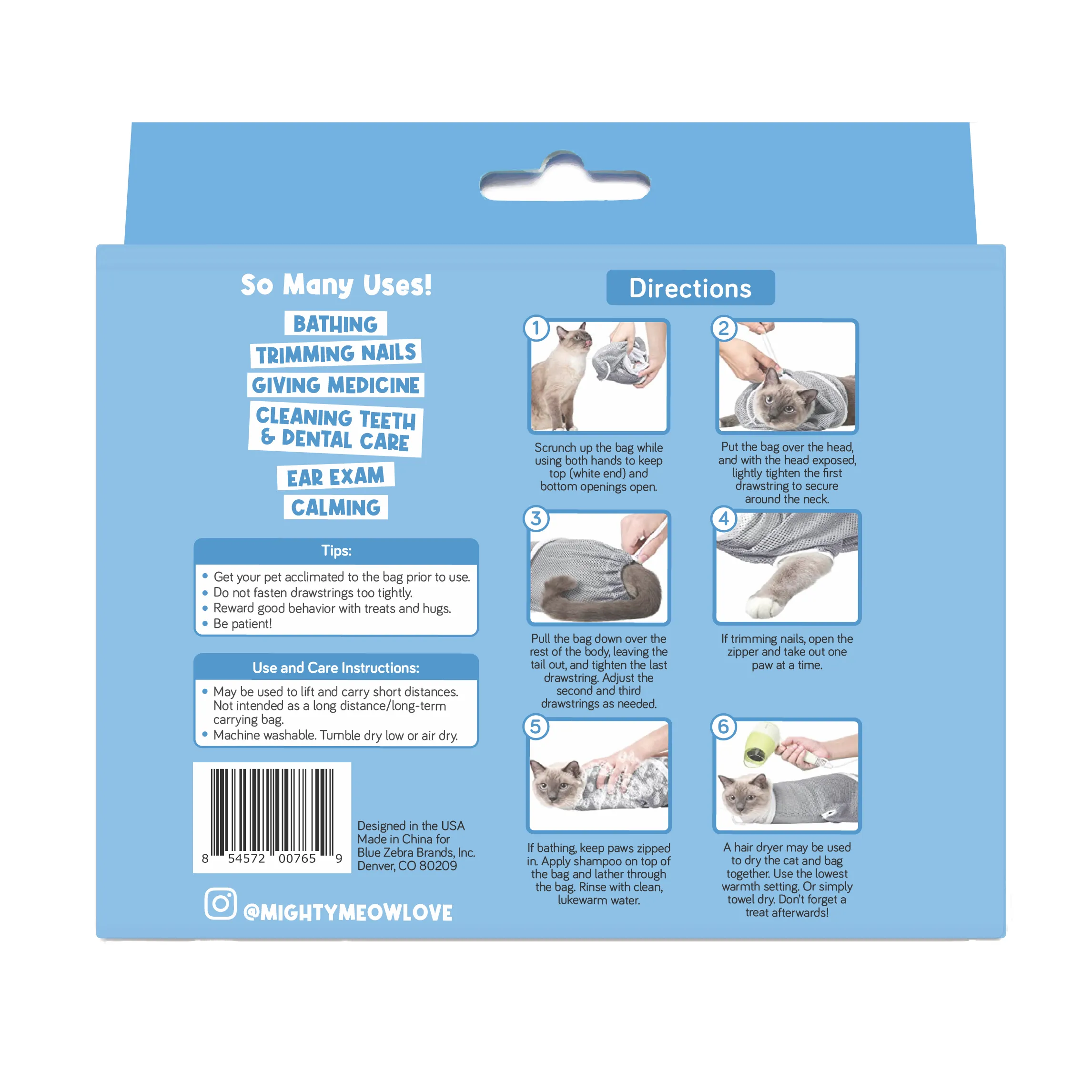 Cat Bathing and Grooming Bag