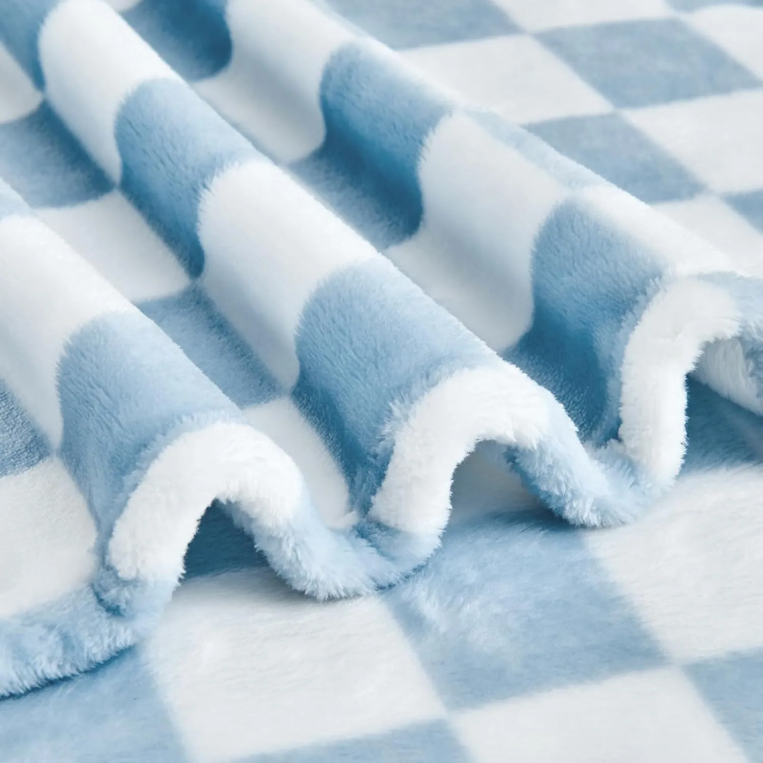 Checkered Blanket Flannel Throw Blankets Soft Cozy Checkered Grid Print Chessboard Gingham Pattern Throws for Bed Sofa Couch for All Seasons, 50x60 Inch, Blue