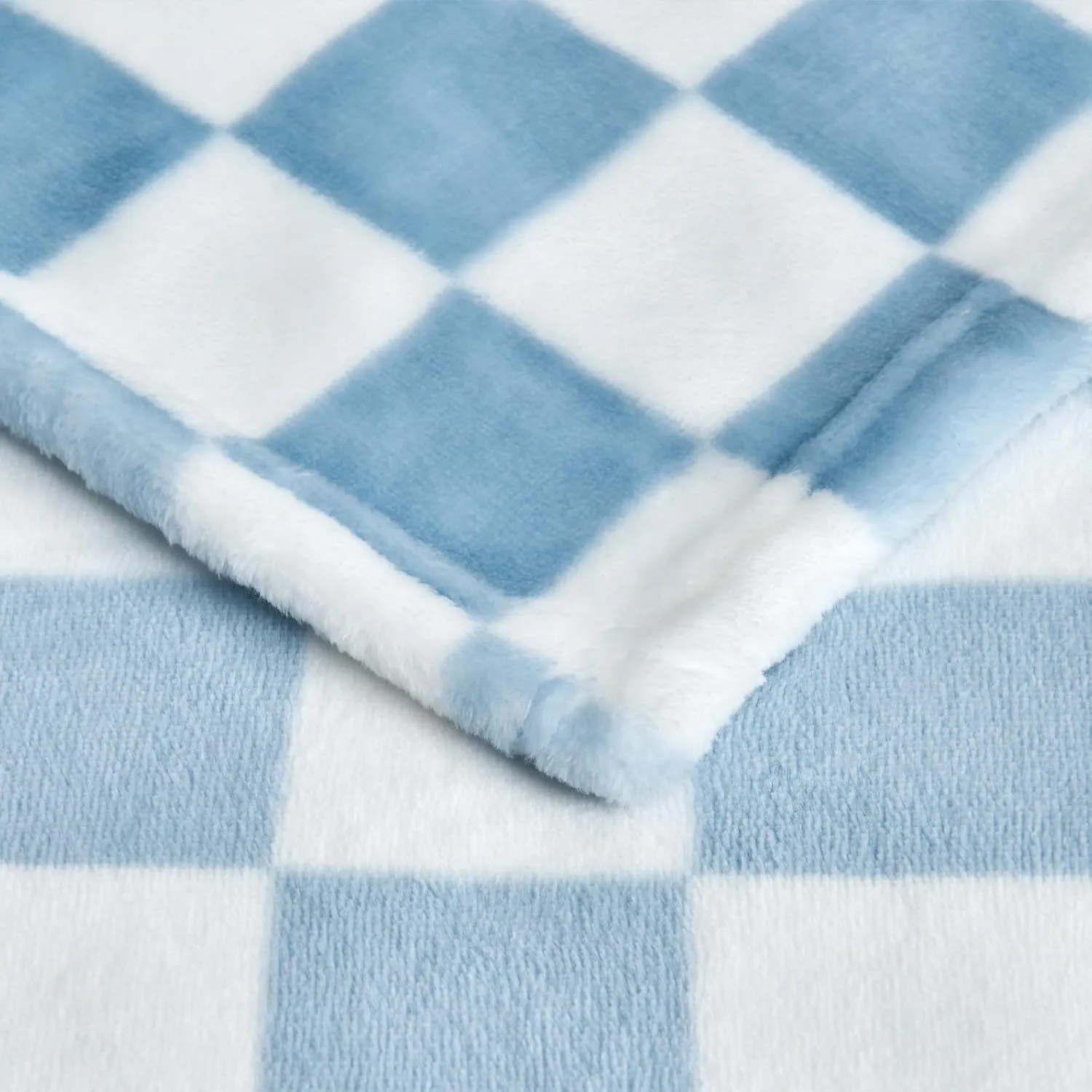 Checkered Blanket Flannel Throw Blankets Soft Cozy Checkered Grid Print Chessboard Gingham Pattern Throws for Bed Sofa Couch for All Seasons, 50x60 Inch, Blue