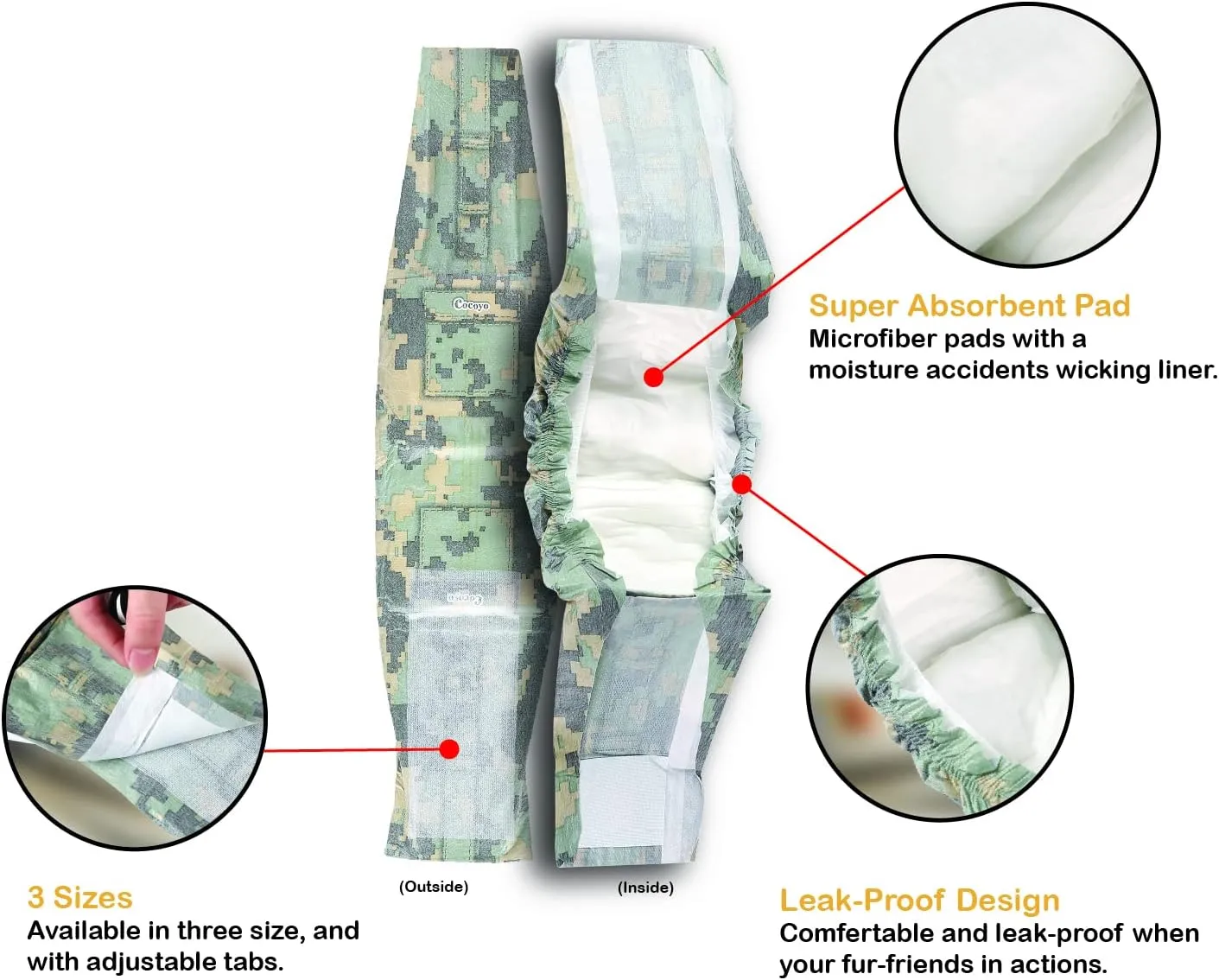COCOYO Disposable Male Dog Wraps, Extra Small Size, 84 Count, Super Absorbent, Breathable, Wetness Indicator Green
