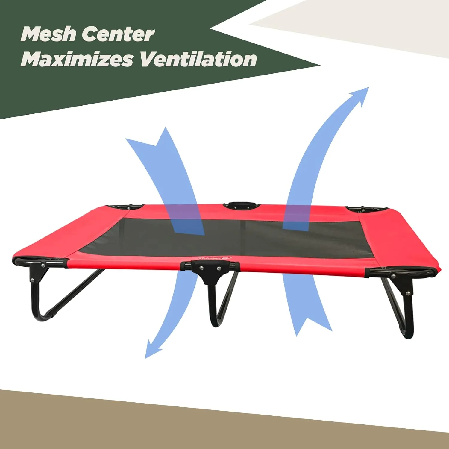 Coleman Elevated Folding Dog Cot, Large, 24" x 42", Red