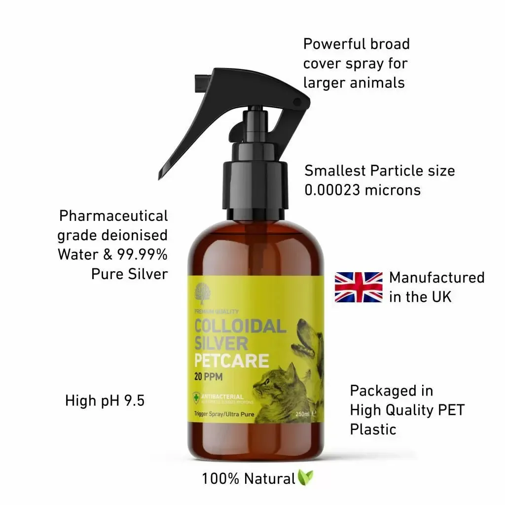 COLLOIDAL SILVER PETCARE 20PPM Antibacterial Trigger Spray – 250ML