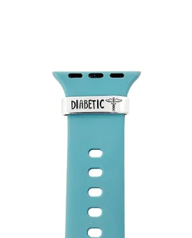 Diabetic Medical Alert ID Watch Charm, Hand Stamped Tag for Smartwatch, Made of Lightweight Aluminum, Band Not Included