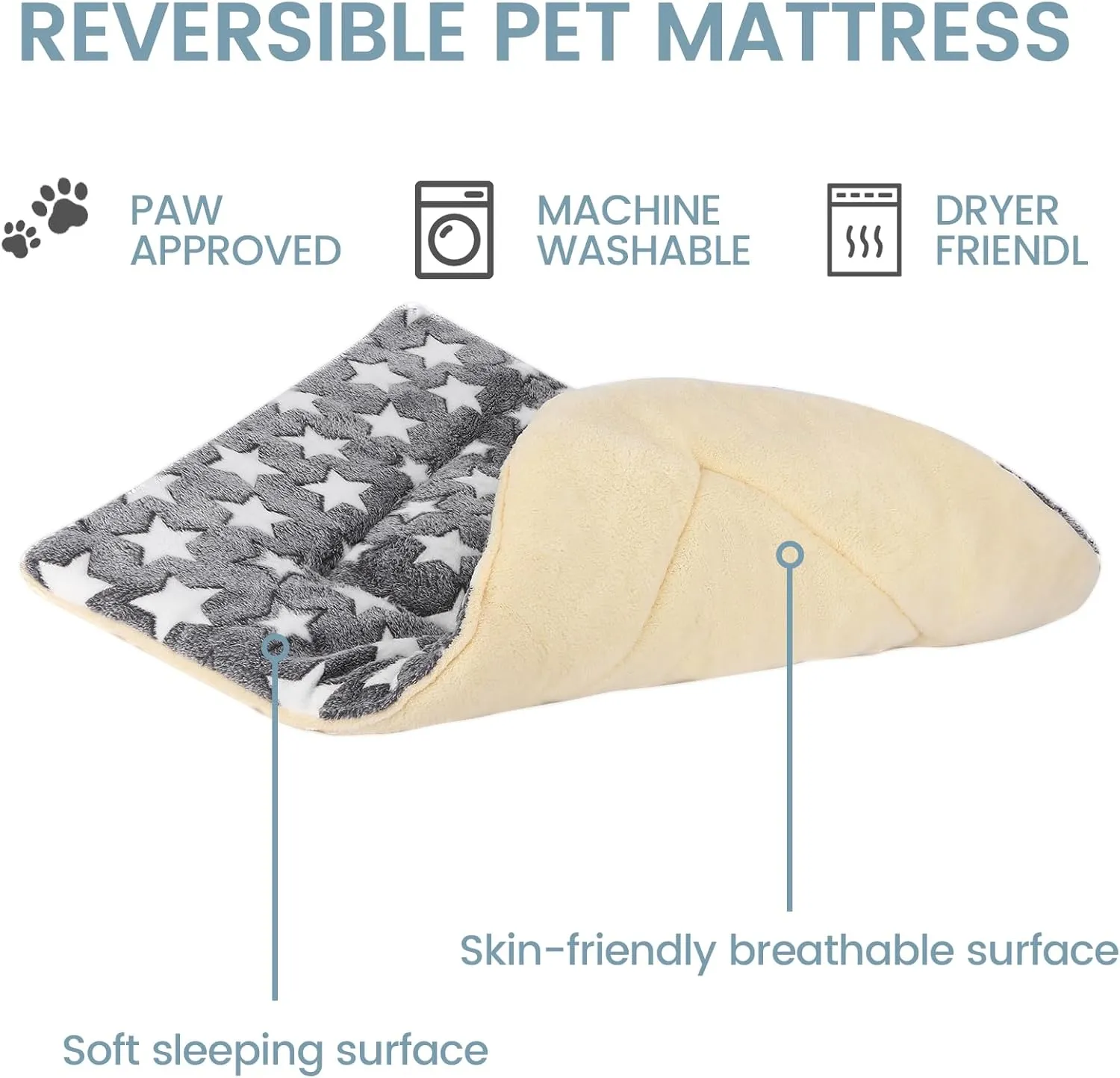 Dog Bed mat Pet mat Dog Box mat Machine Washable Grey (33x23x1.5in)