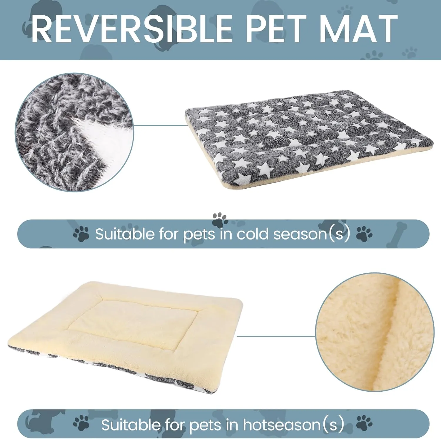 Dog Bed mat Pet mat Dog Box mat Machine Washable Grey (33x23x1.5in)