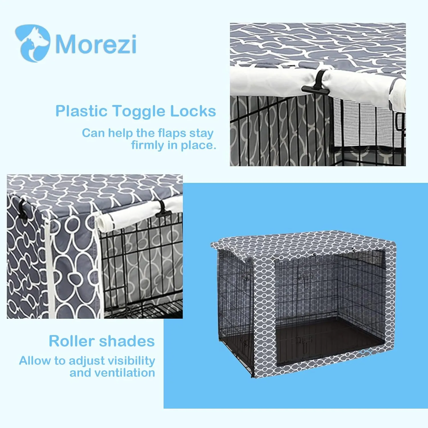 Dog Crate Cover Kennel Dogs Covers fits Small Medium Large crates cage Heavy Nylon Waterproof soundproof Indoor Outdoor - Cover only - Grey - 48 inch