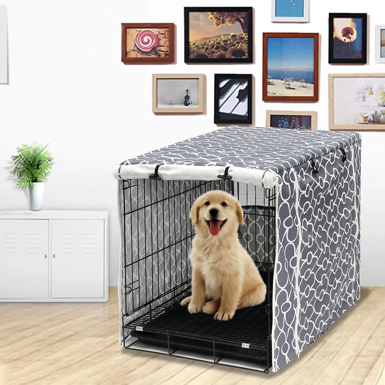 Dog Crate Cover Kennel Dogs Covers fits Small Medium Large crates cage Heavy Nylon Waterproof soundproof Indoor Outdoor - Cover only - Grey - 48 inch