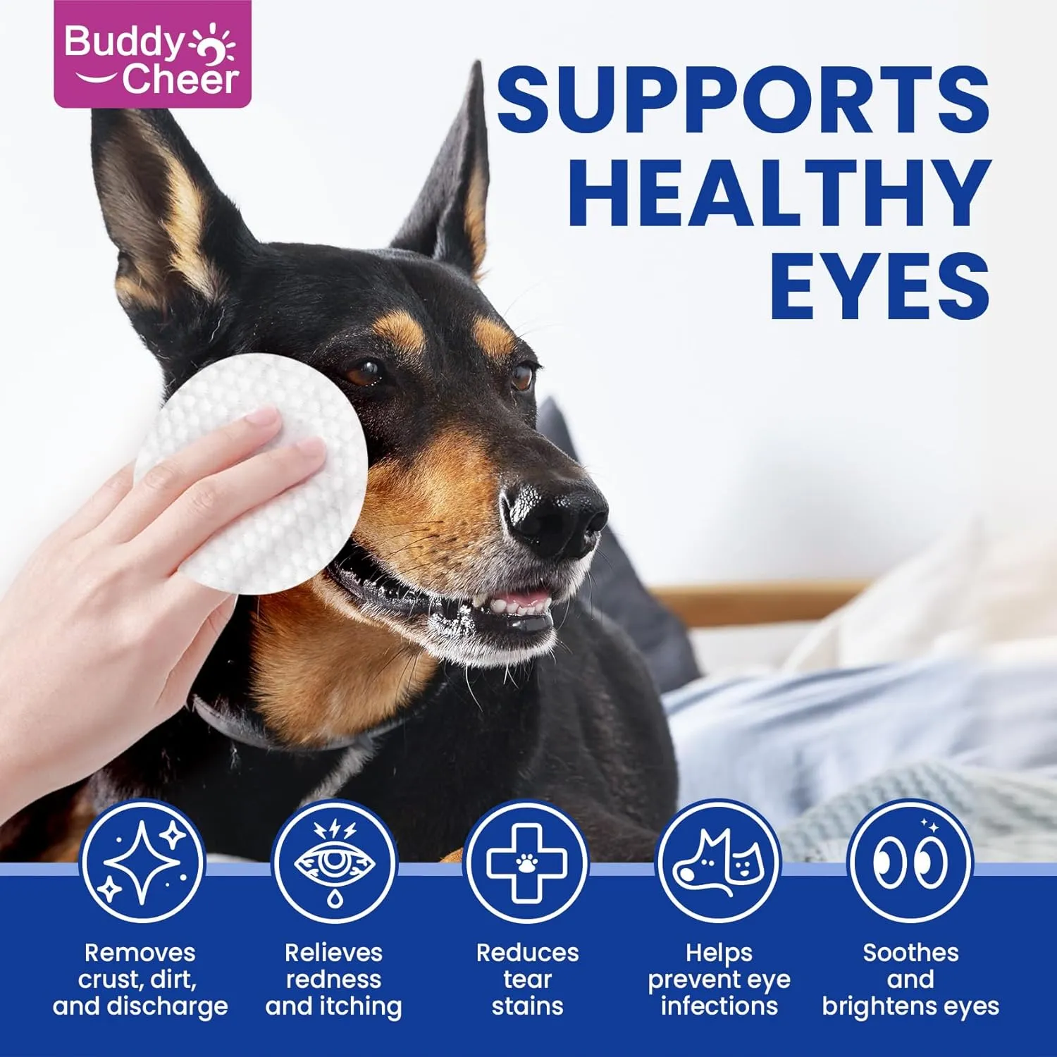 Dog Eye Wipes, Angel Tear Stain Remover for All Dogs & Cats  Hypoallergenic & Deodorizing Eye Wipes for Dogs, Pet Eye Cleaner Wipes with Enzymes for Discharge, Crust, Mucus & Debris, Coconut (100 Ct)