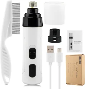 Dog Nail Grinder, 2024 New Silent Grind Pro Dog Nail Trimmer, Upgraded Powerful Electric Dog Nail File Quiet Painless, Rechargeable Nail Clippers Pet Paws Grooming Tool(White Black)