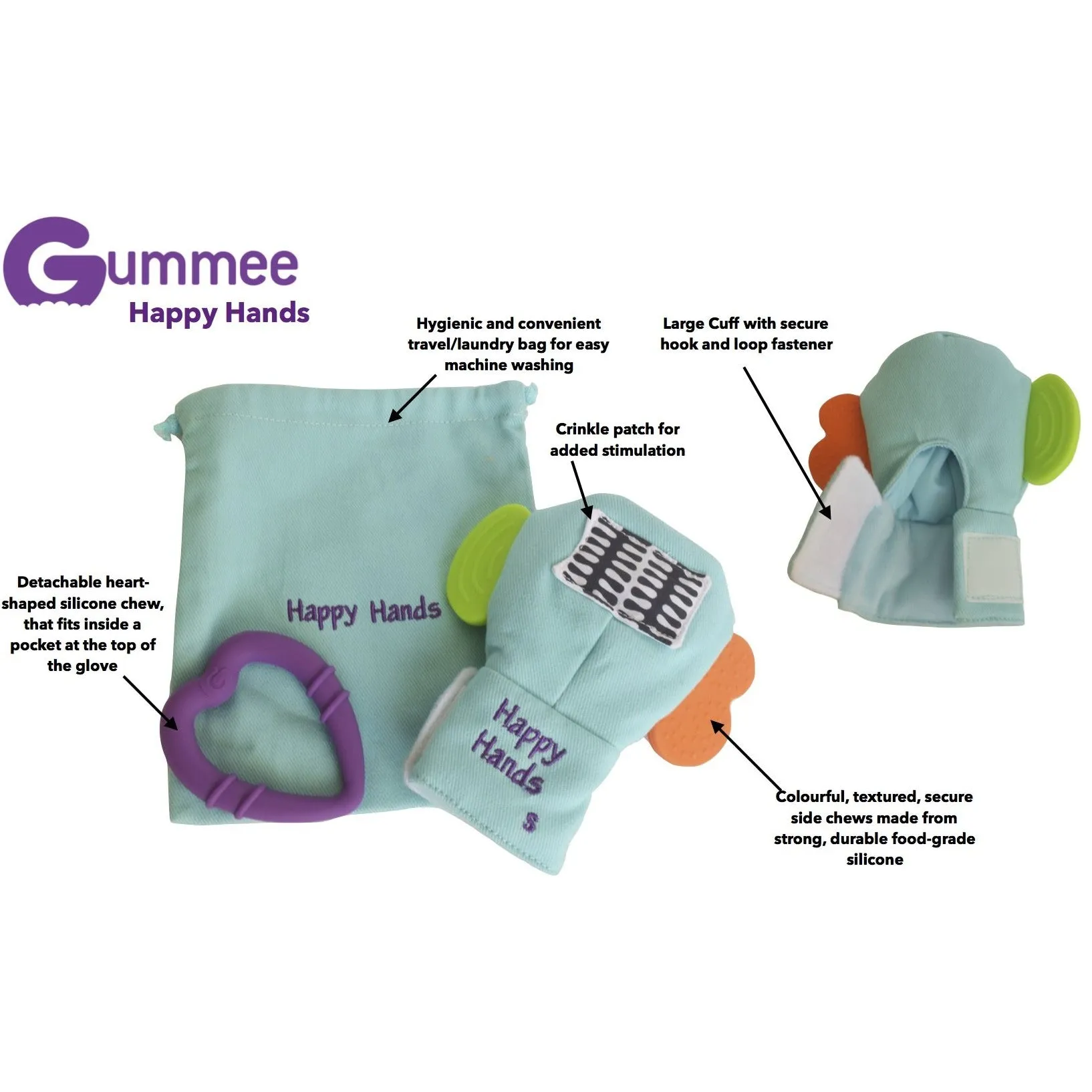 DOUBLE Gummee Mouthing Glove for additional needs Size LARGE 5% discount