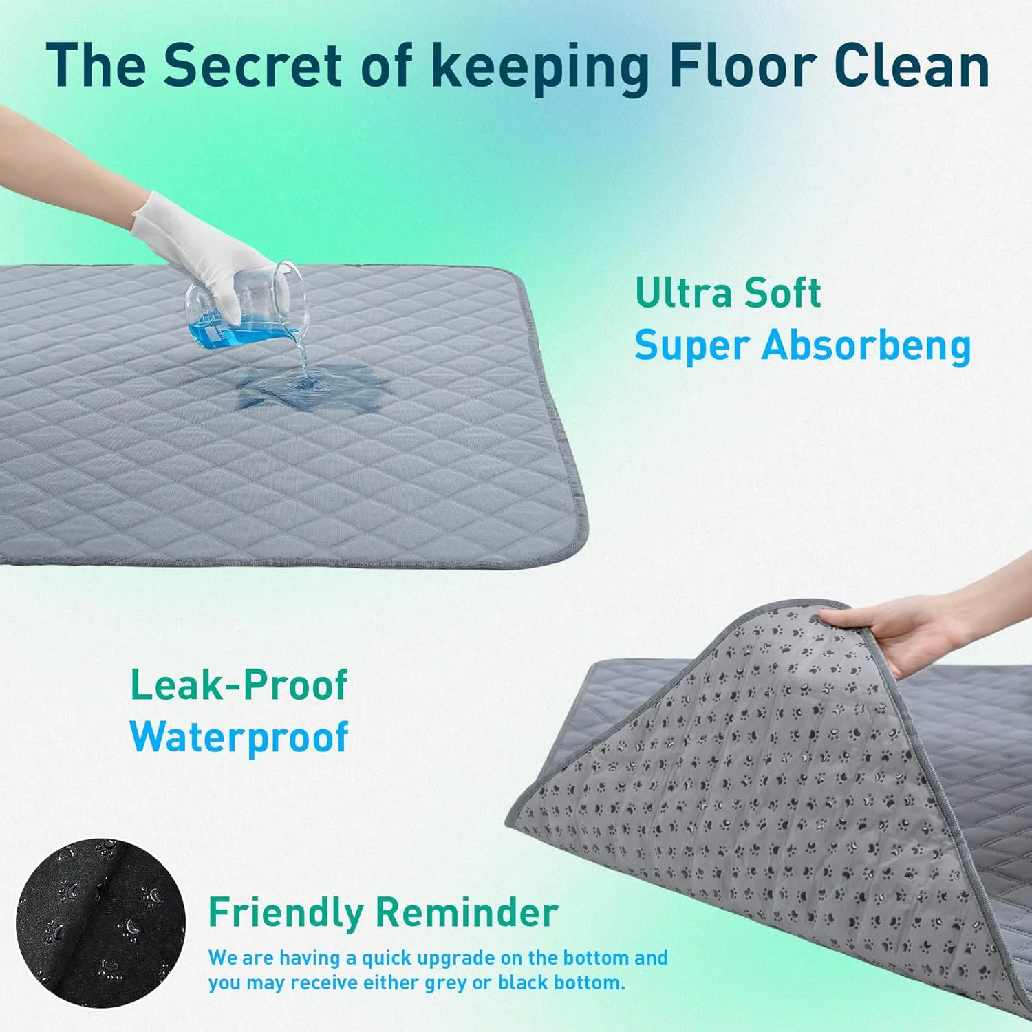 Eterish Reusable Washable Pee Pads for Dogs Small/Large/Extra Large 18'' x 24'' 2 Pack, Absorbent Pet Puppy Dog Training Pads Non-Slip, Waterproof Whelping Potty Pads for Dogs Leak-Proof