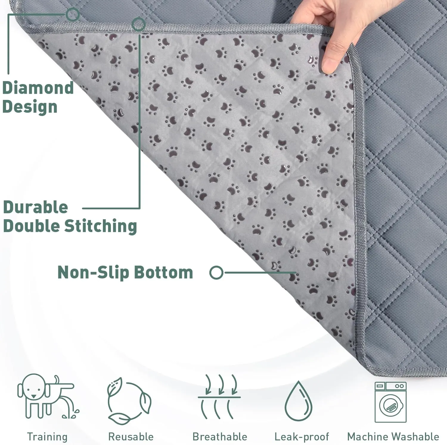 Eterish Reusable Washable Pee Pads for Dogs Small/Large/Extra Large 18'' x 24'' 2 Pack, Absorbent Pet Puppy Dog Training Pads Non-Slip, Waterproof Whelping Potty Pads for Dogs Leak-Proof