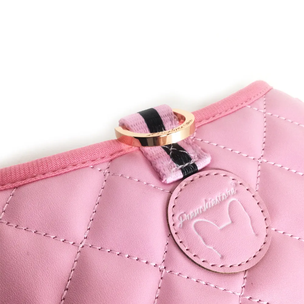 Frenchiestore Neck Adjustable Vegan Leather Health Harness | Pink Varsity