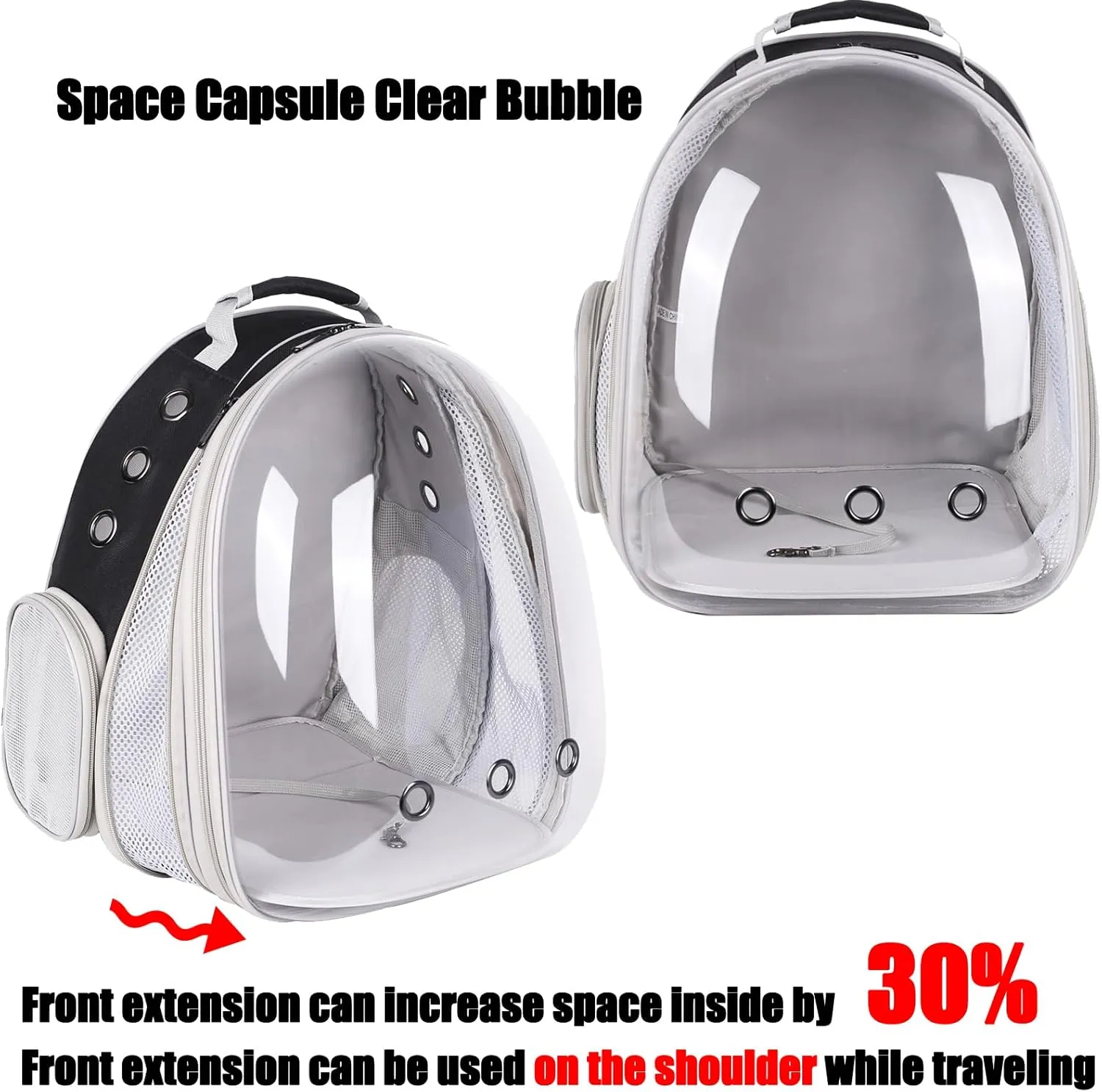 Front Expandable Large Cat Backpack Carrier, Fit up to 20 lbs, Space Capsule Bubble Window Pet Carrier Backpack for Large Fat Cat and Small Puppy
