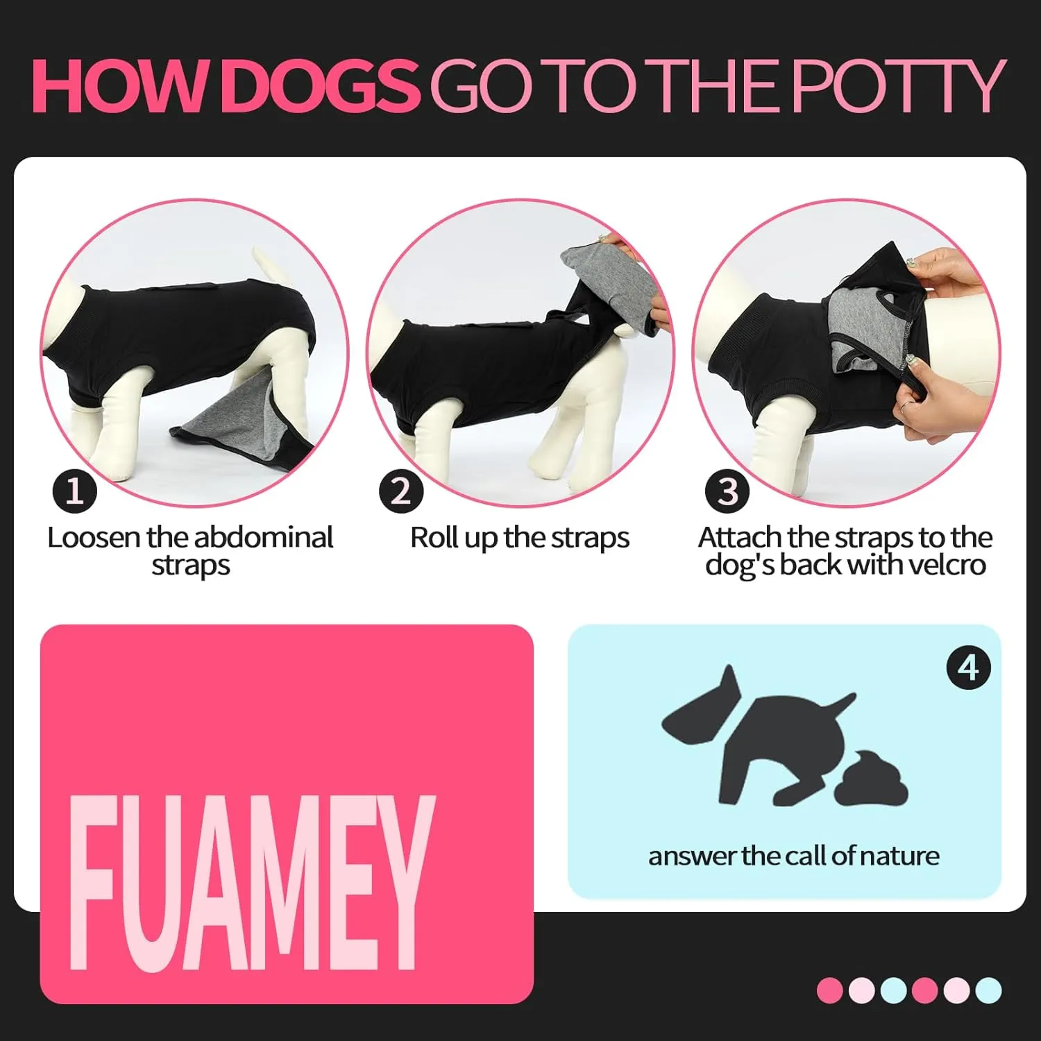 FUAMEY Dog Recovery Suit Male,Dogs Surgery Neuter Suits Puppy Spay Shirts for Female Protect Dog's Skin Anti Licking Abdominal Wounds Doggie Onesie Pet Bodysuit Alternative to Cone Black M