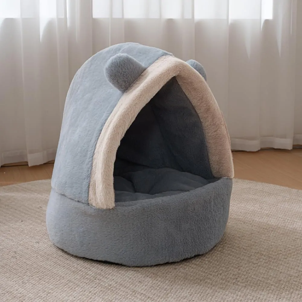 Indoor Cat Bed Cave - Removable & Washable Plush Pillow, Deformation-Resistant Cotton Filling, Spacious Cat House with Cozy Enclosed Design for Small to Large Cats(Coffee,15.75''X19.69''X15.75'')