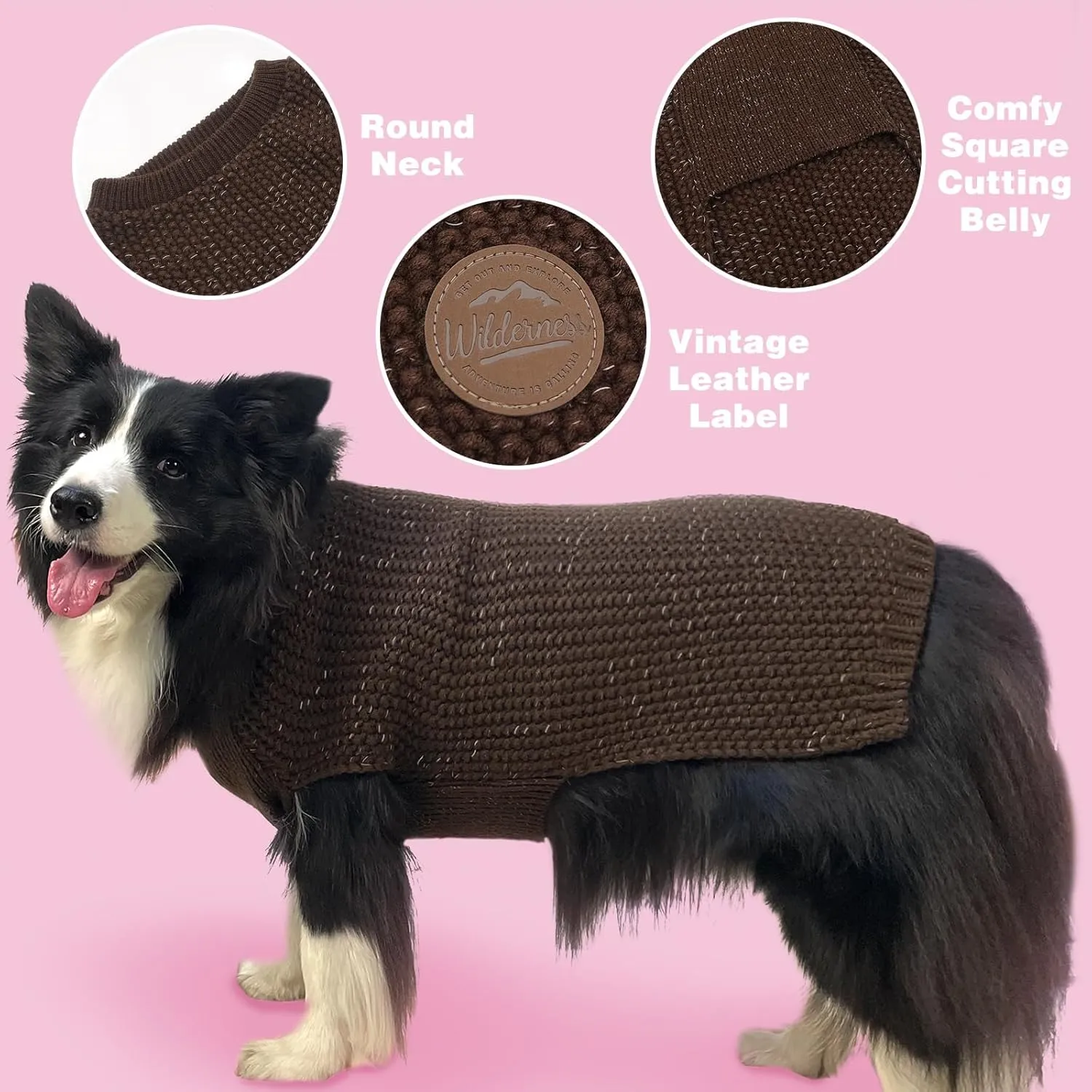 KYEESE Dog Sweater Small Dog Sweater with Reflective Yarn Stretchy Pet Coats Warm Pet Sweater for Small Dogs Male Comfy Dogs Clothes with Leash Hole, Khaki, XS