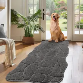 Large Dog Door Mat for Muddy Paws, 24x59 Absorbent Dirt Trapper Long Door Mat, Non-Slip Washable Mud Mat for Dogs, Polyester Microfiber Soft Pet Rug Mat for Entryway, Mud Dog Paws, Patio (Gray)