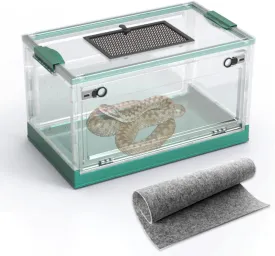 Large Snake Reptile Tank Amphibians Habitat Cages Sliding Screen Top for Lizard,Gecko, Frog, Hamster Animals(21.65"x12.6"x12.2") (Grey Blue)