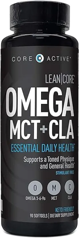 Lean CORE Omega MCT   CLA - Stimulant Free Health Formula, Lean Muscle & Toned Physique, Omega 3-6-9 Fatty Acids - Flaxseed Fish Oil- Coconut Oil- Keto Friendly 30 Day Supply (90 Softgels) in Pakistan