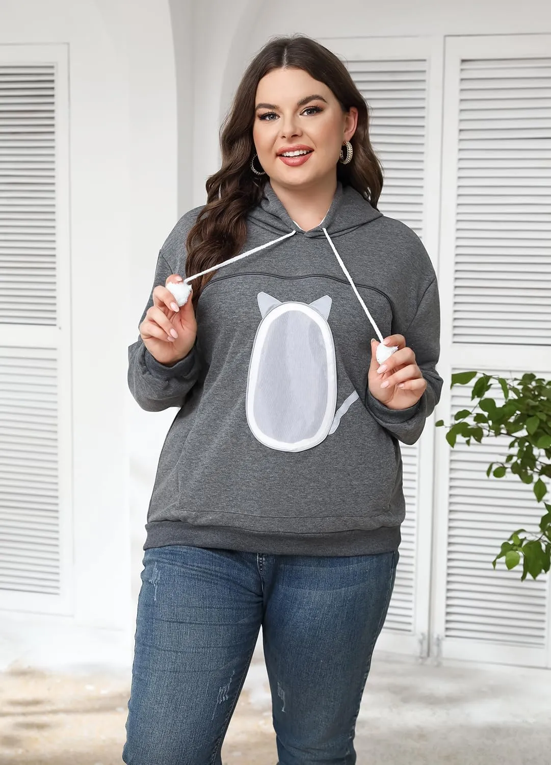 LINYUCHEN Cat Pouch Hoodie Pet Carrier Sweatshirt Large Pocket Pullover Shirt Wearable Cat Dog Carrier Hoodie