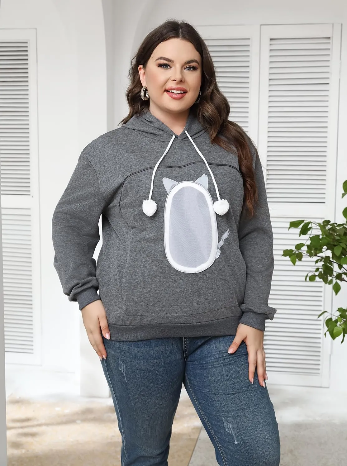 LINYUCHEN Cat Pouch Hoodie Pet Carrier Sweatshirt Large Pocket Pullover Shirt Wearable Cat Dog Carrier Hoodie