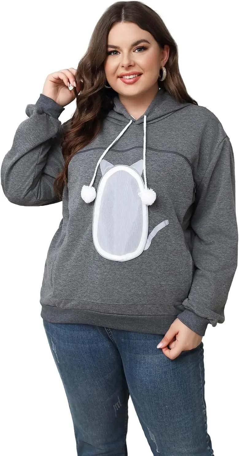 LINYUCHEN Cat Pouch Hoodie Pet Carrier Sweatshirt Large Pocket Pullover Shirt Wearable Cat Dog Carrier Hoodie
